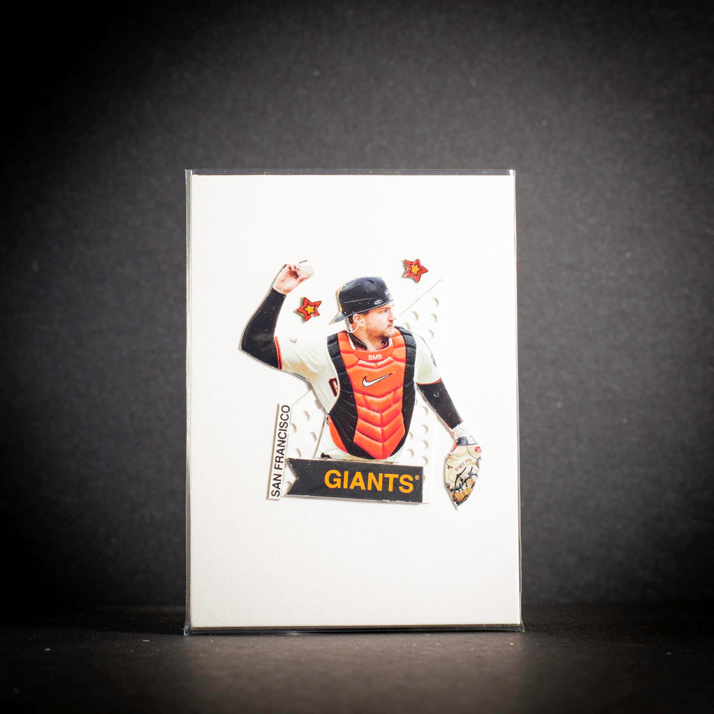 Baseball player card with 'San Francisco Giants' on a dark background
