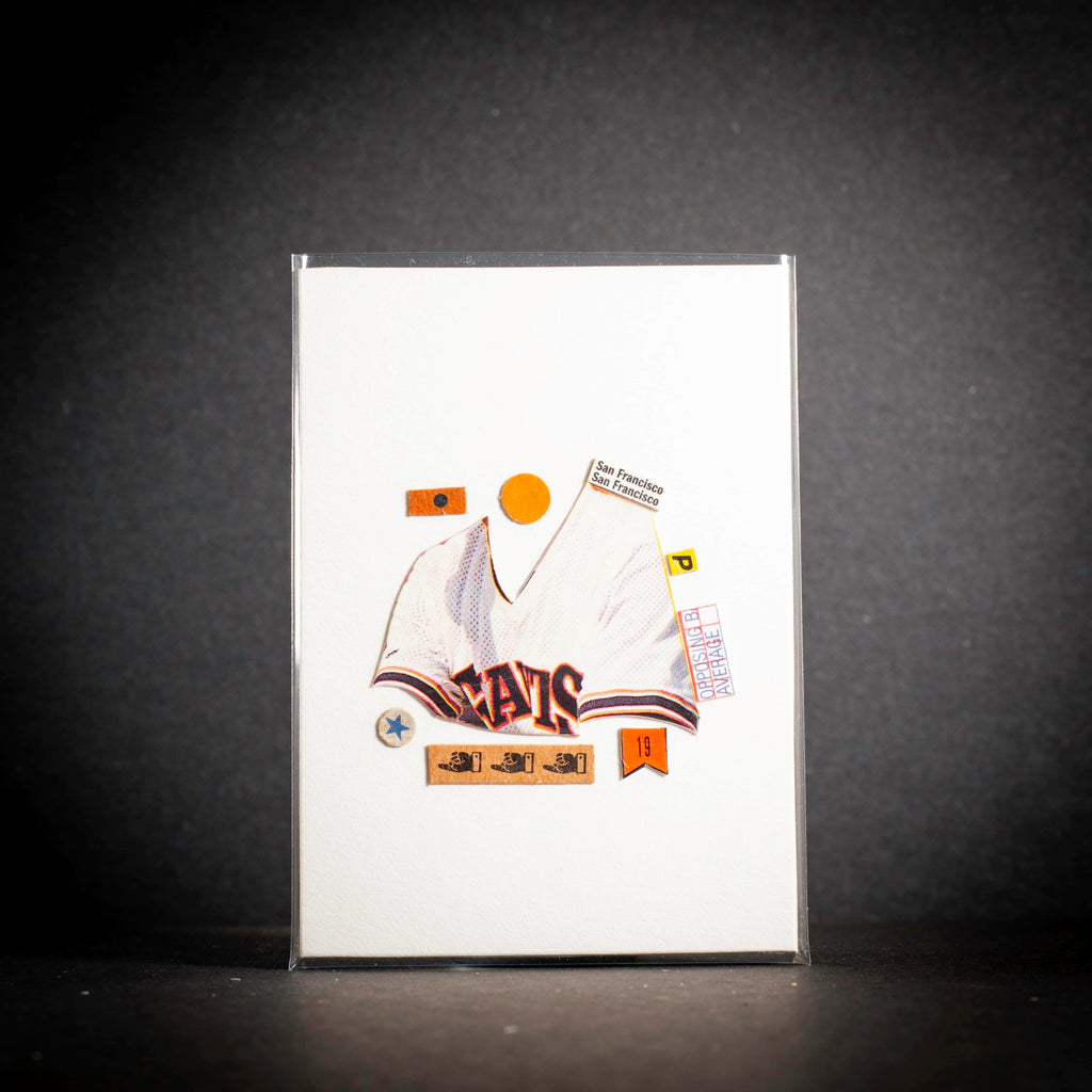 Card with a sports jersey design on a dark background