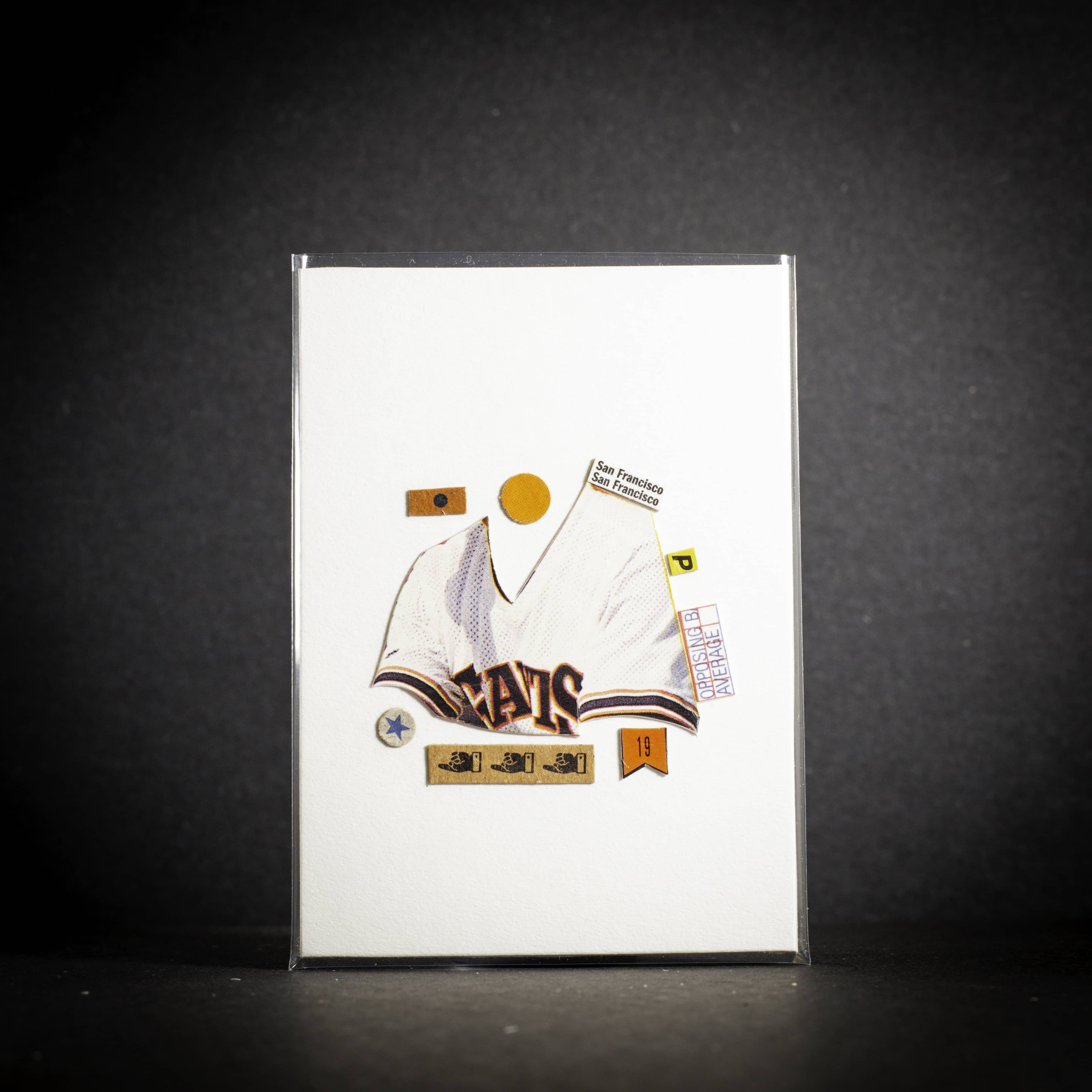 Card with a sports jersey design on a dark background