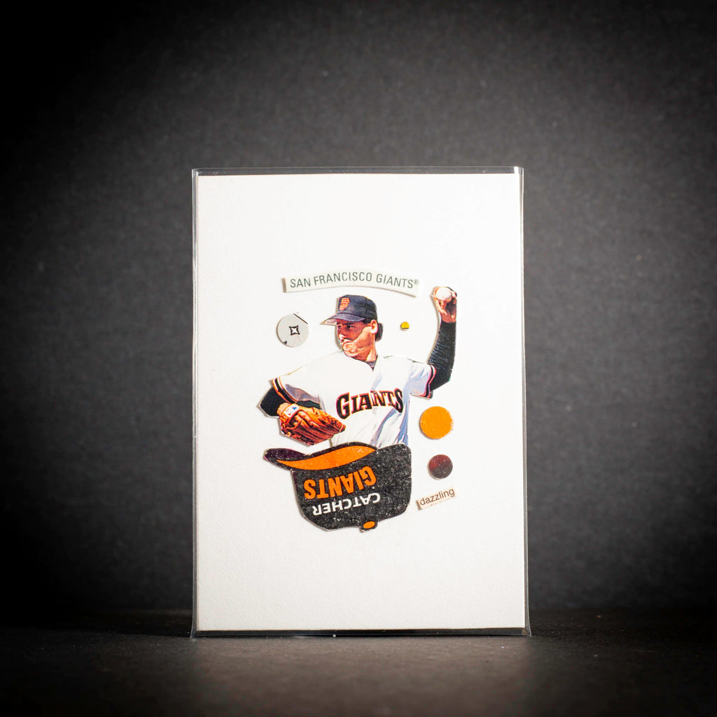 Baseball trading card of a San Francisco Giants player on a white background
